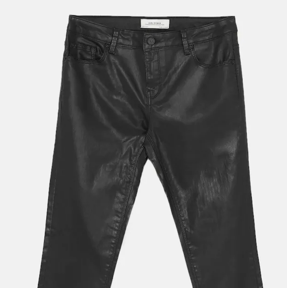 ZARA Mid Rise Skinny Jeans Wax Coat Black Size 2 - Picture 2 of 10